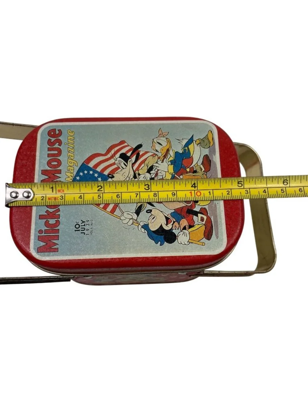 Vintage Mickey Mouse Magazine Tin Lunchbox With Handle